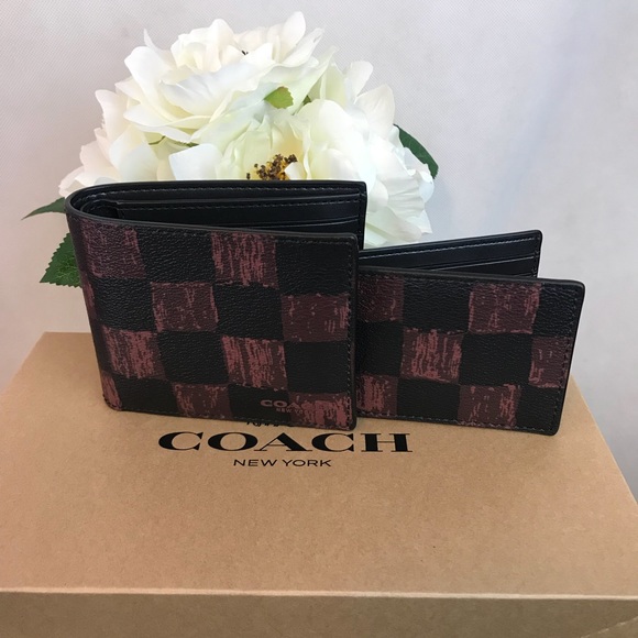 New style mens Coach checkered wallet - Picture 2 of 4